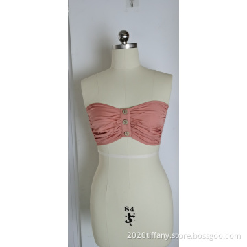 Women Pink Underwear With Pleated Buttons